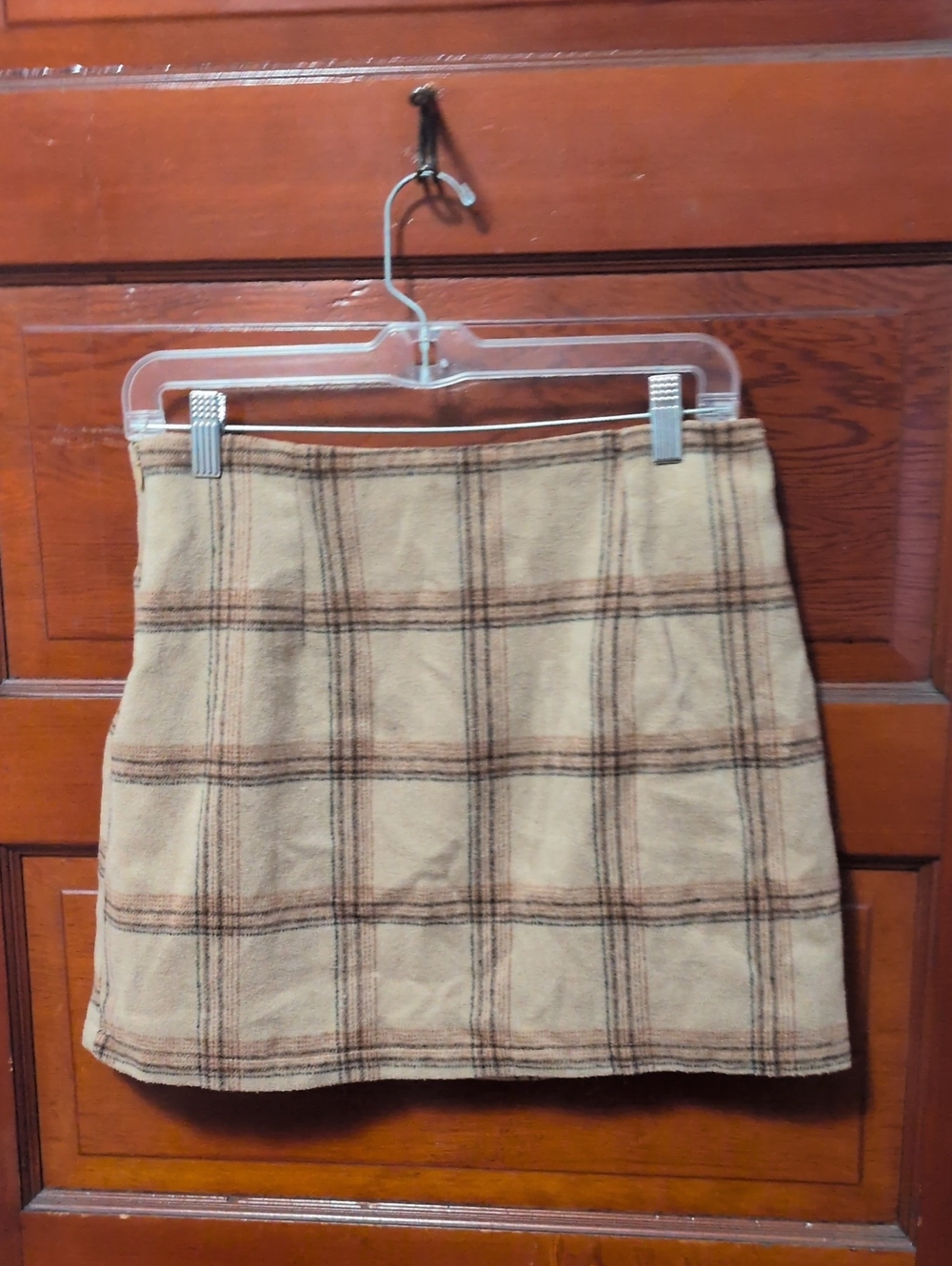 Beige Plaid Women's Mini Skirt